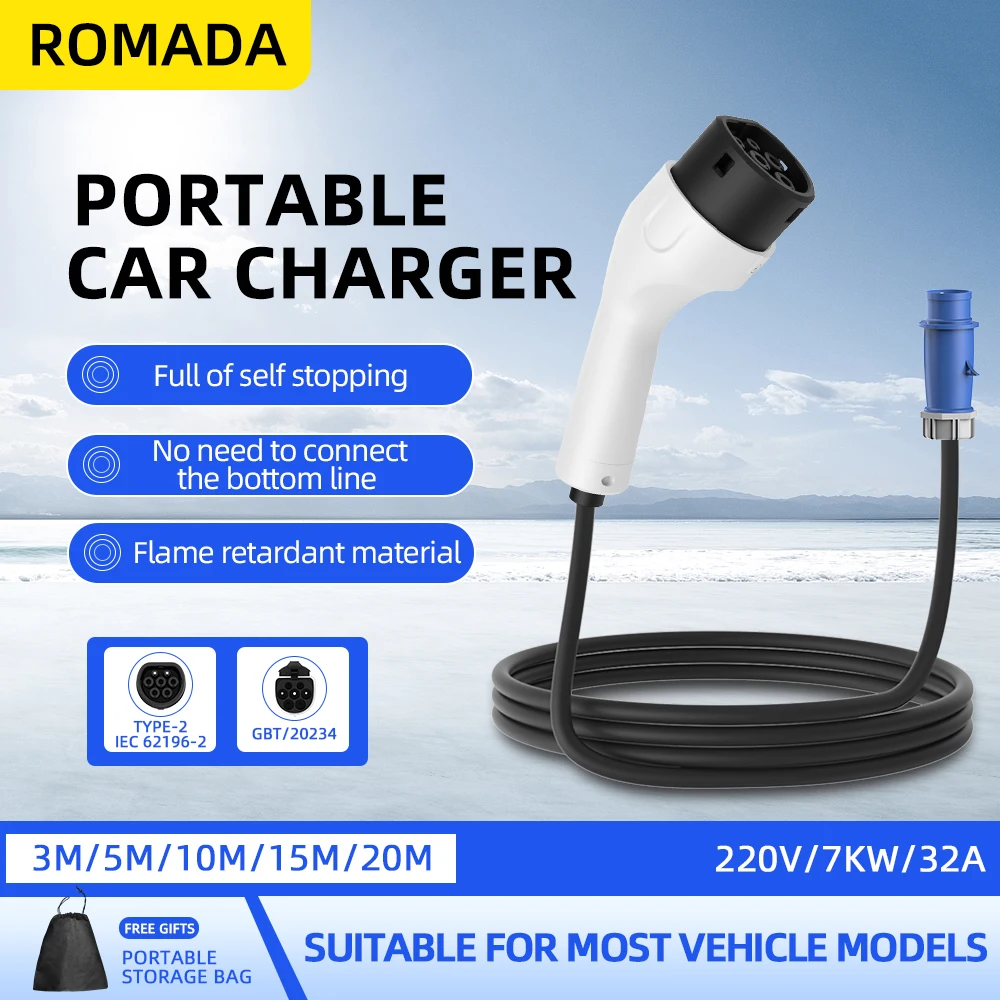 Portable Ev Charger 32A Type 2 Cee Plug - ROMADA Typ 2 IEC62196-2 Przenośna ładowarka