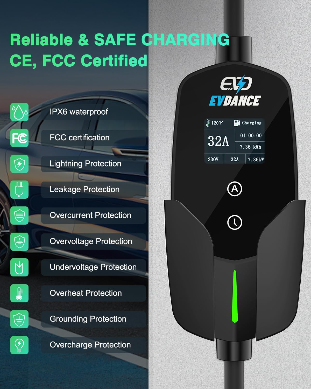 Ładowarka samochodowa EVDANCE  – Portable Ev Charger 32A Type 2 Cee Plug recenzja i cena