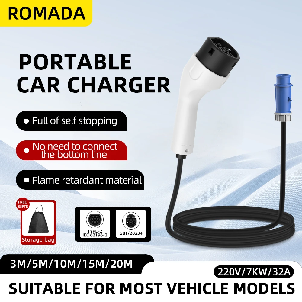 Ładowarka przenośna ROMADA Typ – Portable Ev Charger 32A Type 2 Cee Plug recenzja i cena