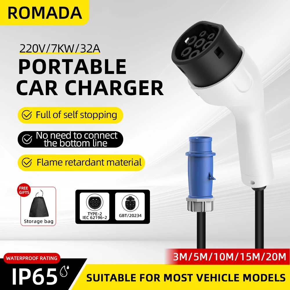 Ładowarka przenośna ROMADA Typ – Portable Ev Charger 32A Type 2 Cee Plug recenzja i cena